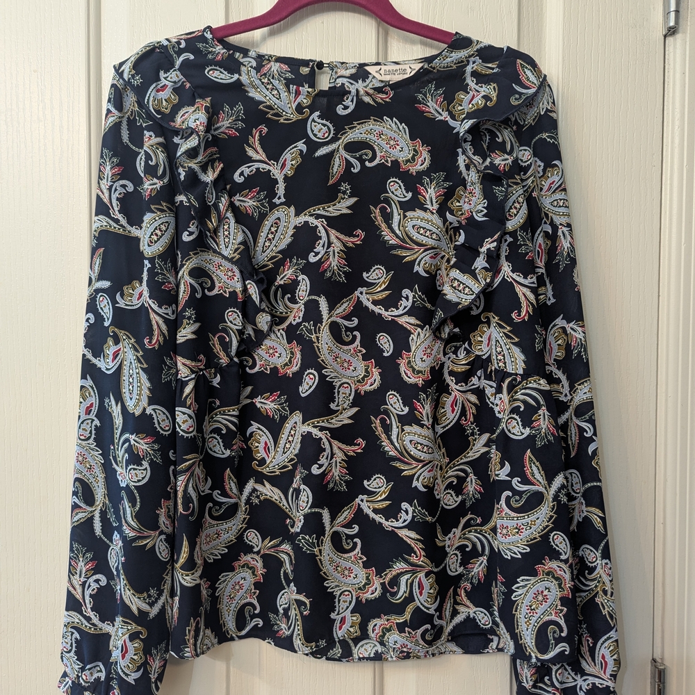 Nanette Lepore Black Paisley Blouse